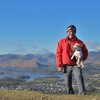 With Bess on the top of Latrigg with the town of Keswick below