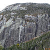 Location of the Panther's Fang on Mt. Marcy's Panther Den wall.