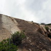 Looking at the route from the 2nd pitch belay. 