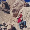 Phil bouldering on the Lower Saddle, June 2000.