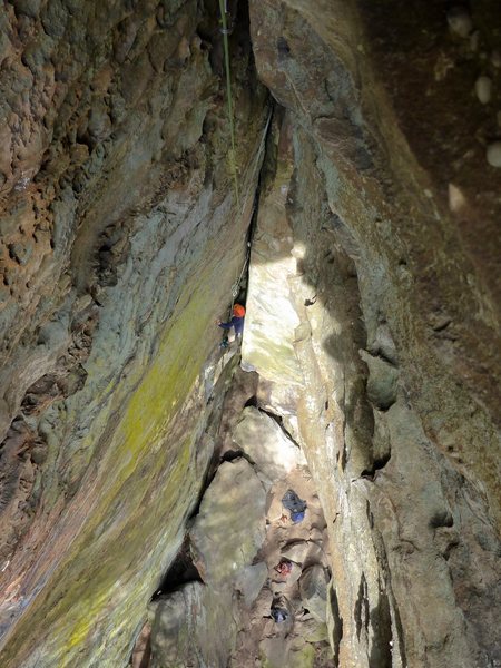 Looking down from the top of the first pitch