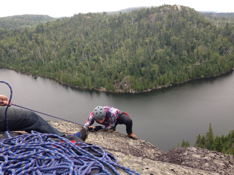 Nick topping out on the wolf lake set.  