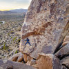 Joyce Palmese traverses the exposed slab on the classic South West Corner of Headstone.