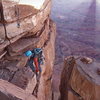 John Schmidt topping out on the last pitch of the North Chimney.