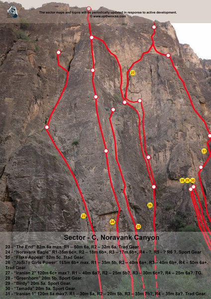 Noravank Canyon, Sector C. <br>
For full information visit our website: <br>
http://uptherocks.com/index.php/rock-climbing-topo-armenia/233-topo-noravank-canyon