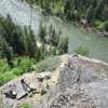 Belaying at Castle Rock, Wenatchee River and HWY 2 below.