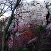 Boke's Buttress, access to the top of Yellow Lichen Buttress is directly right of these climbs