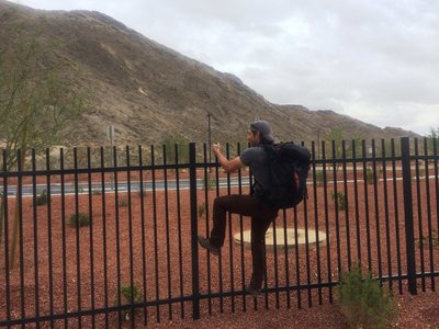 Just one of the many fences when approaching from Lone Mountain Discovery Park.