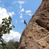 Rappelling off "Tethys" on the Pangea Wall at Texas Canyon.