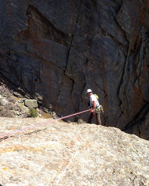 Rappelling into the gully