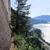 The start of Bellygood Ledge traverse from the top of The Grand Wall route.