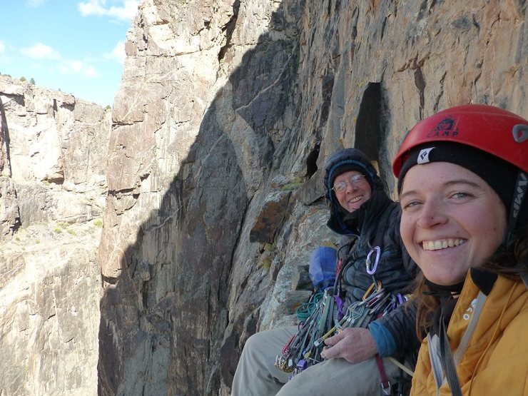 Bo and Kelsey Bohanon on the belay ledge of pitch 10.