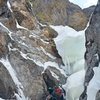 Hallett Chimney, 2nd “serac” crux on May 13, 2016, M2 A2. Only left side is visible.<br>
<br>
Photo: Rafał.