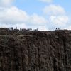 A crowd of tourists seen across the gorge while climbing Welcome to Vantage. Welcome to Vantage, indeed.