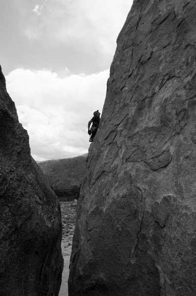 Trevor at the third bolt chalking up. 