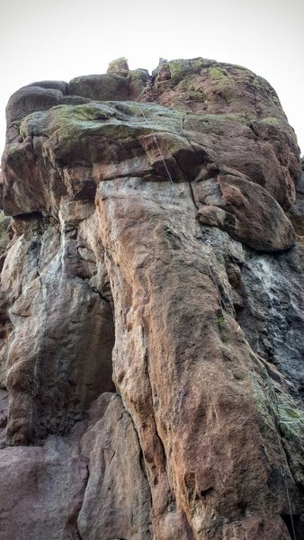 The Crystal Key, 12a - glimpse of climber at 2nd anchors can be seen at the top of the photo. 1st anchors 10 feet below that.