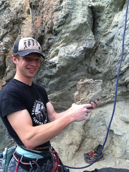 Gus with the hatchet that I pulled off.