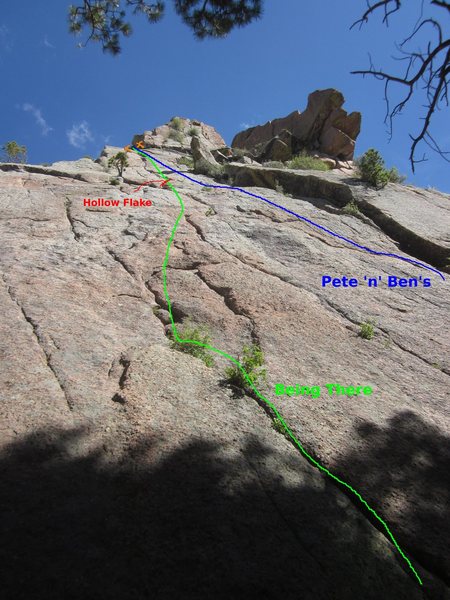 Topo of 'B'ing There', and partial of 'Pete n Benz'. Both routes share the same top anchors. 