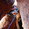 Fun and easy chimneying at the top of the second pitch.