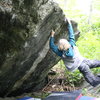 Jake Perry sticking the final move of Things in the Woods. Great movement, great holds, and all around a great problem.