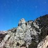 Windshield view of the Tunnel Crag, Angeles National Forest