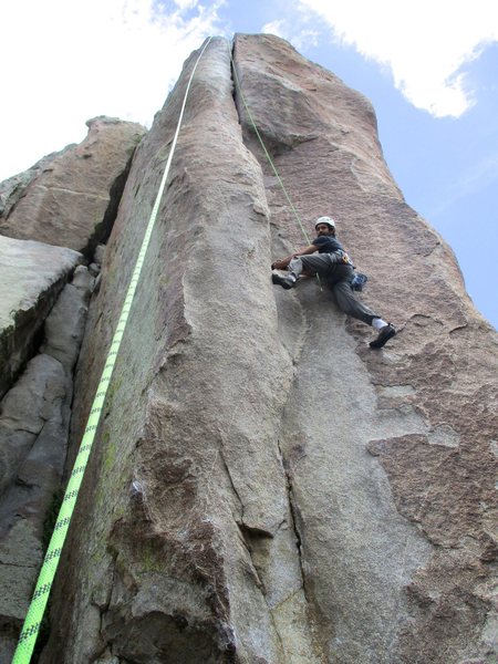 Jeff taking a lap on Crack of Doom after an awesome lead of the route.