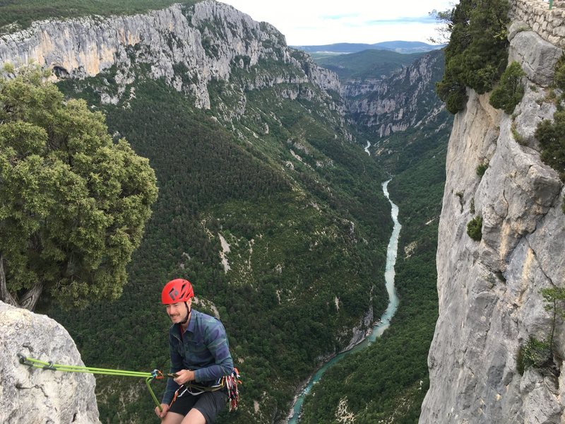 Rappeling down to start. 