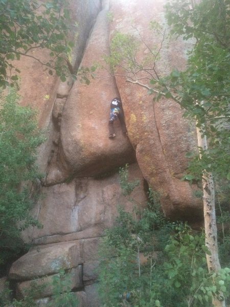 Most of the route, about to enter the crux.