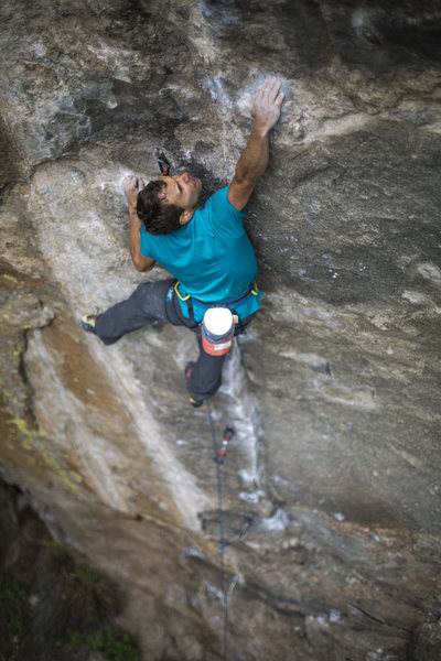 Just after the crux on this brilliant route!<br>
<br>
Cameron Maier photo!