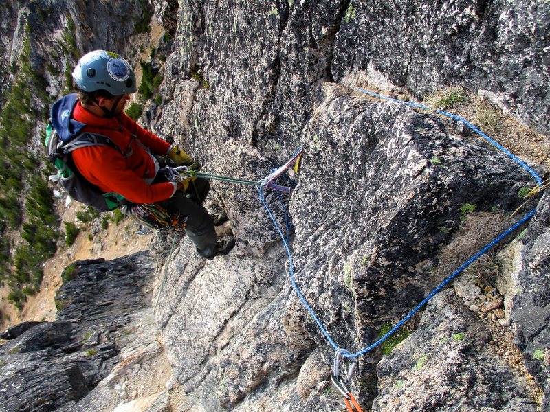 The second to last rappel. The rappels bring you down to near the start of the route.