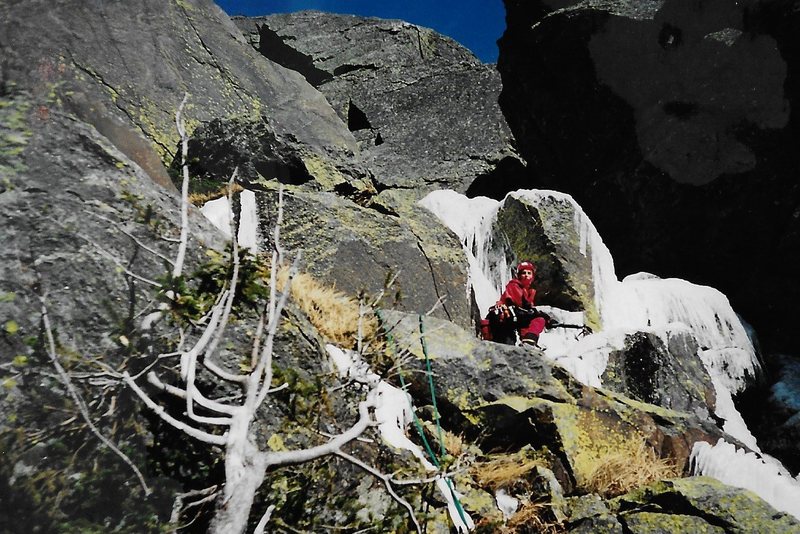 Super lean year, at the start of pitch one, which in most years can actually be skirted to the left up a rock shelf to gain the top of the pitch !