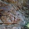 Beautiful shot of Deep Creek sand stone.  If you zoom in, you'll see the first two bolts on the crack to help you get on route for Ga'Jamit.