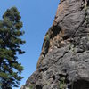 Dan on the crimpy crux of Threat Level Orange