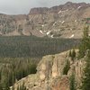 Chief wall down low with Hayden peak looming above