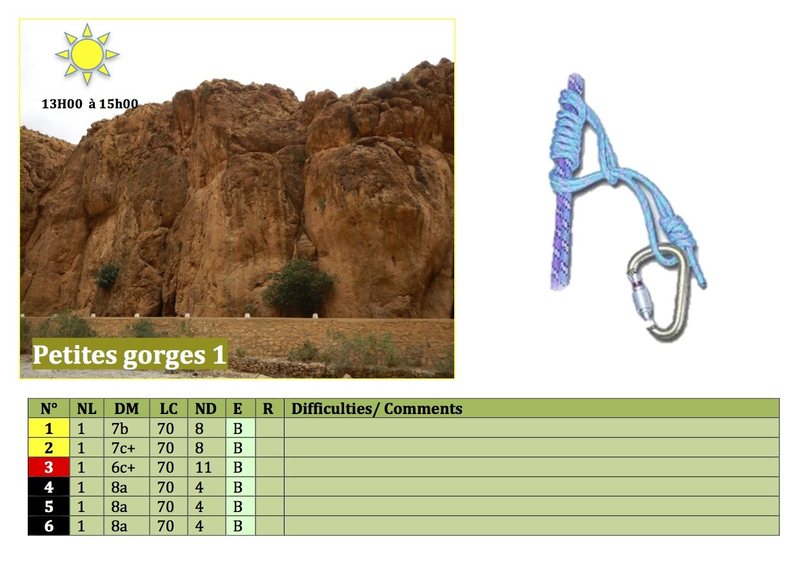 Climbing in Morocco  Escalade au Maroc<br>
Guidebook climbing in the Todra gorges <br>
Petites gorges 1