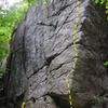 The Crime Scene at Split Rock Canyon. Partners in Climb goes up the prominent arete.