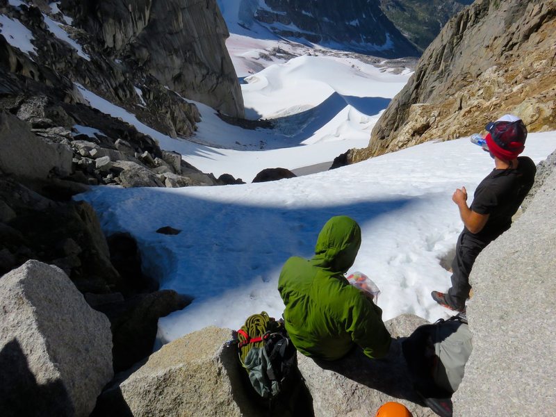 At the Pigeon-Howser Col looking down into East Creek Basin.