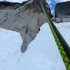 Looking up from the base of the rap route. 