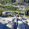 Climbing the lower slab