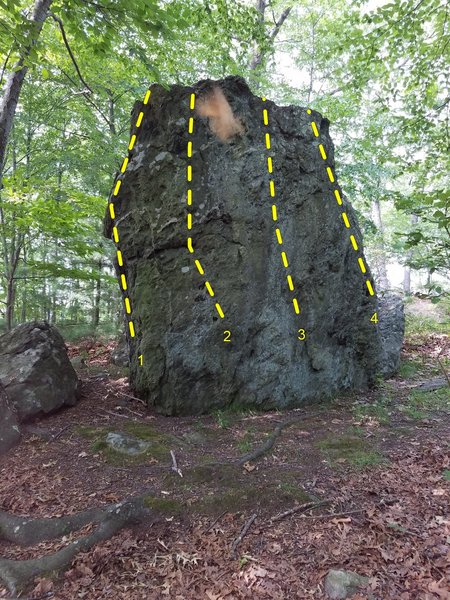 Front face of the boulder.
