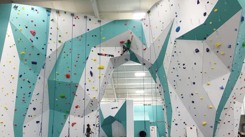 Top roping and lead wall at Zenith Climbing Center