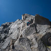 Climbing massive blocks on pitch 2.