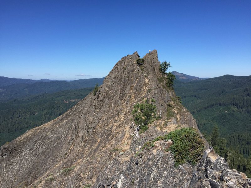 standing on the summit after the last scramble to the top