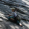 Alexa on first pitch of Northern Pillar 5.2 in the Gunks August 2016. 