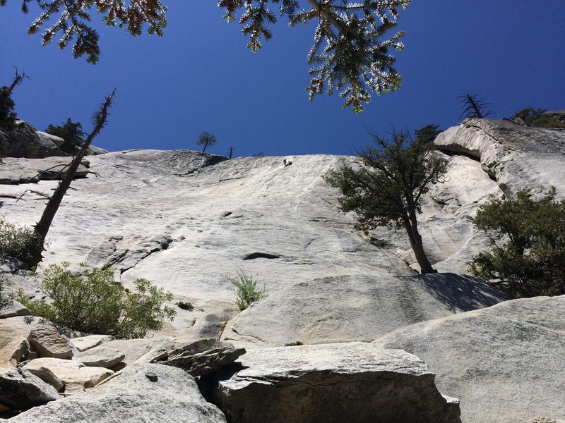 Climbers high up on "Revelation". 