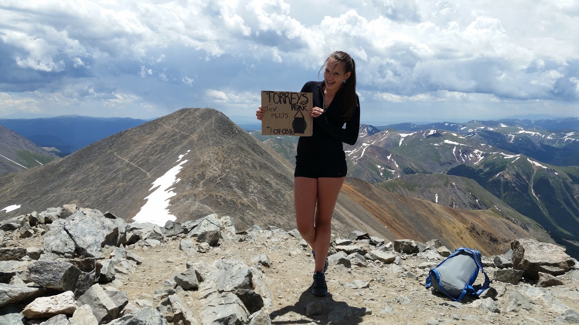 Araceli on the kelso Ridge of Torreys Peak. Her first 14&#39;er done on the  last day of being 14. July 8th. 2016.