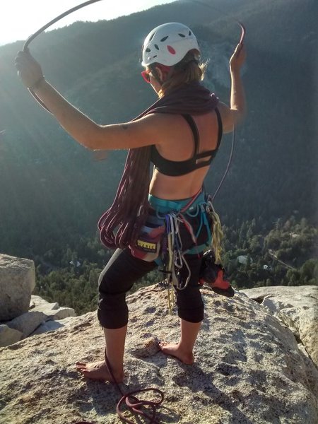 Just coiling a rope on top of a rock.