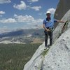 Tom Rogers at the top of pitch 6, Grand Central, North Buttress of Cathedral.