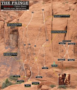 Routes on the right half of The Fringe. First bolts circled. Cheers. (Best viewed at full size)