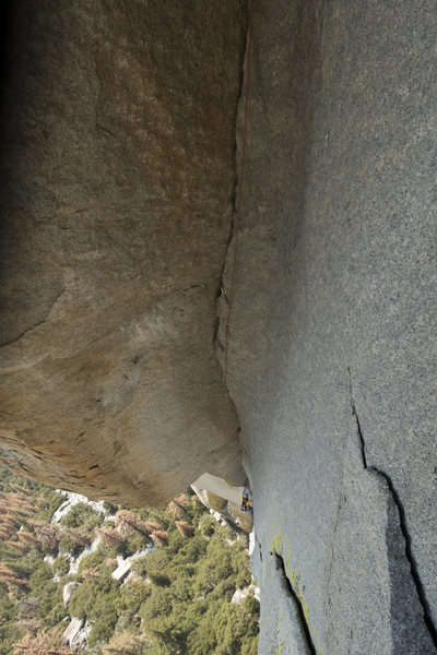 looking down at the 2nd pitch from the anchor